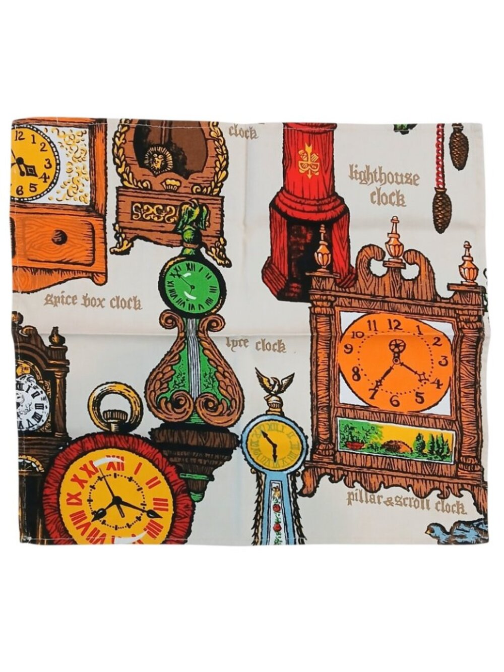 Retro Clock Cloth Napkins Set of 5 Novelty Timepiece Print 15x14.5 - Picture 4 of 8